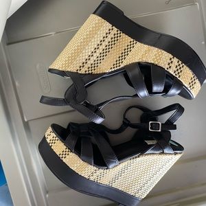 LAUREN RALPH LAUREN LEATHER WEDGES SANDALS SHOES SIZE 8 1/2 MSRP $160 BRAND NEW